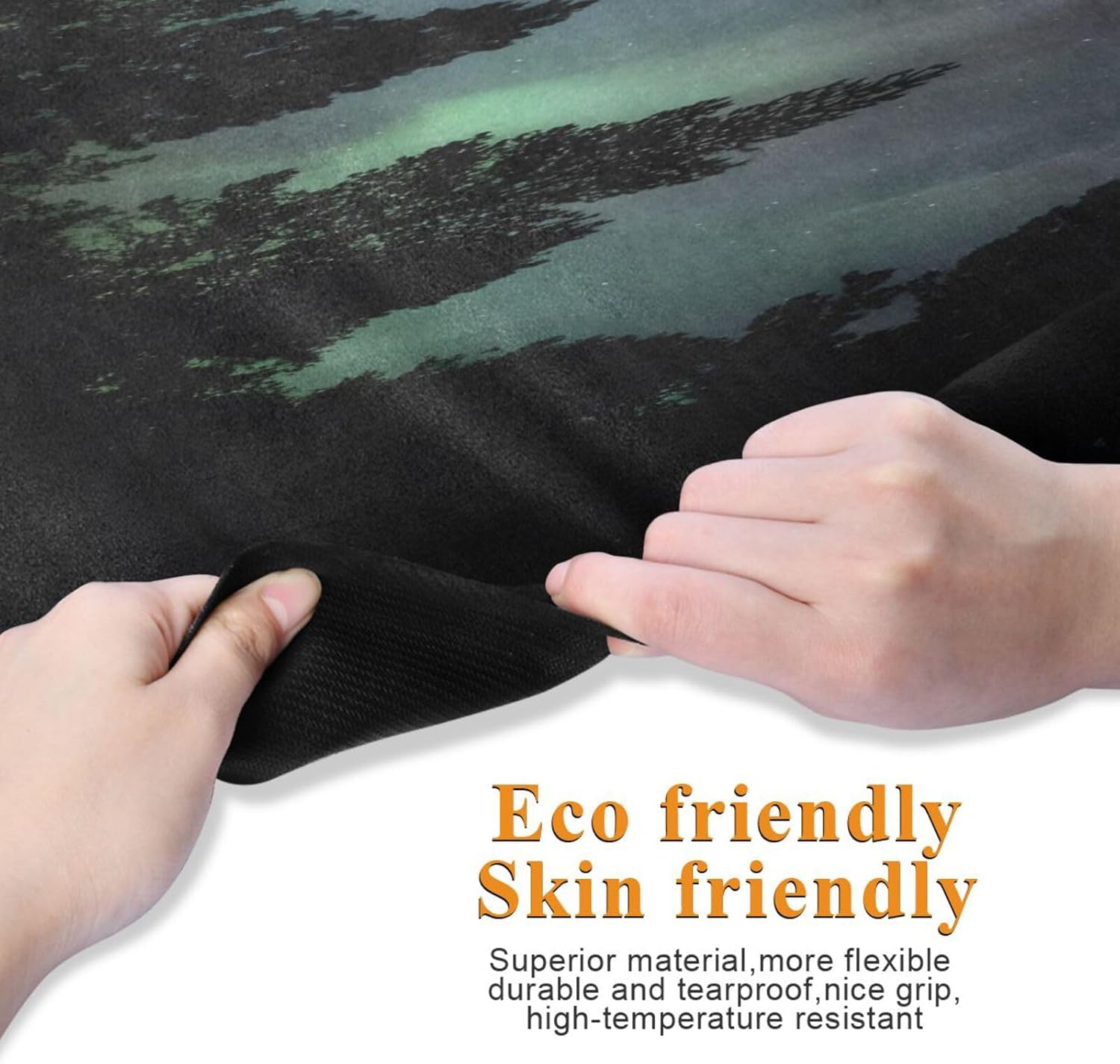 Foldable Yoga Mat | Aurora Borealis & Starry Night Design | Portable Non-Slip Exercise Mat