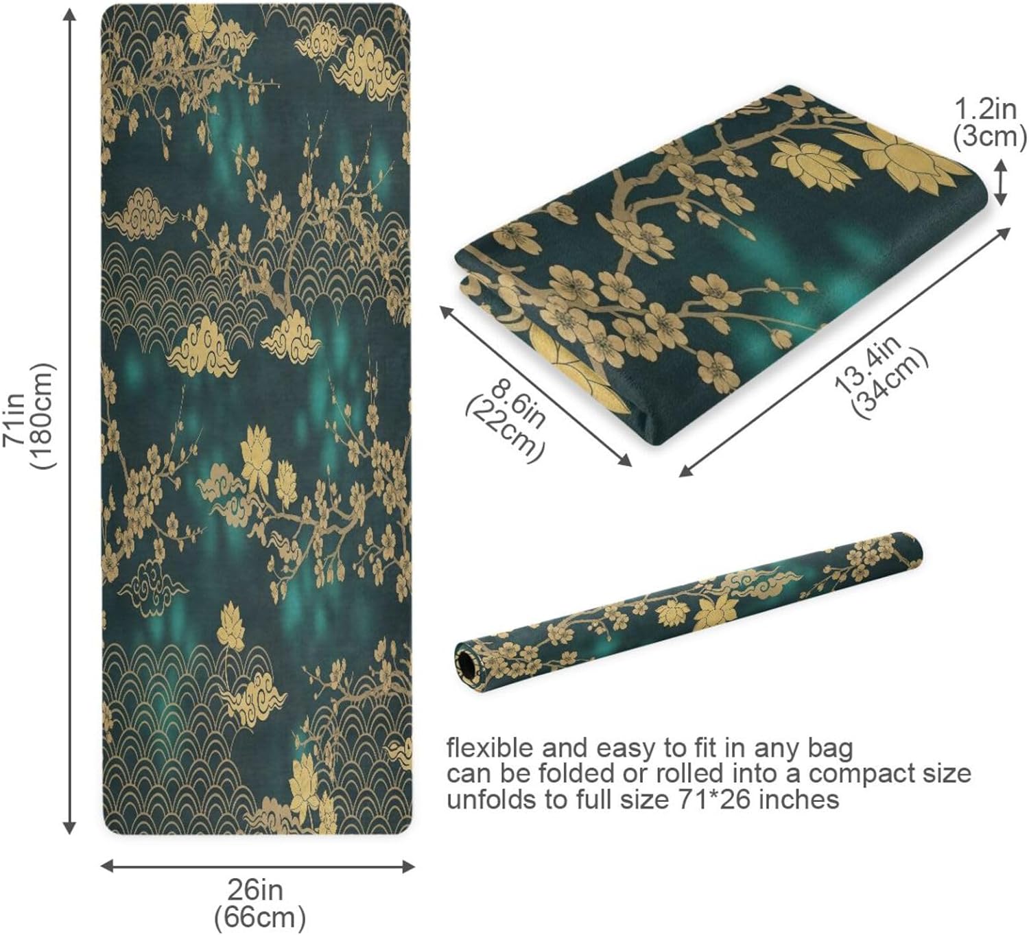 Vintage Chinese Style Foldable Moisture-Proof Mat – Yoga Mat, Camping Sleeping Pad, Picnic Blanket, Portable Waterproof Ground Mat