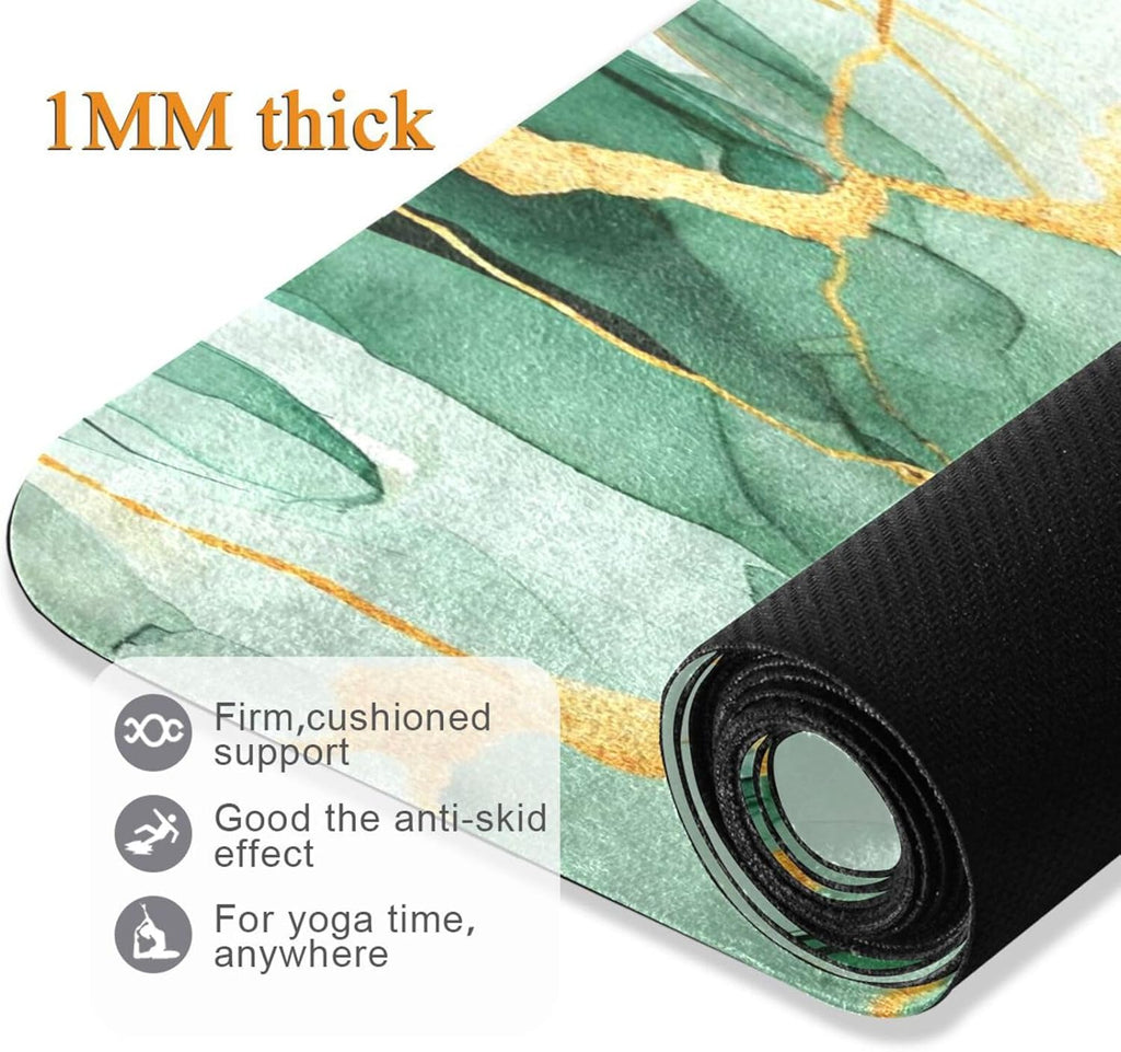 Marble Pattern Foldable Yoga Mat – Non-Slip Portable Exercise & Fitness Mat